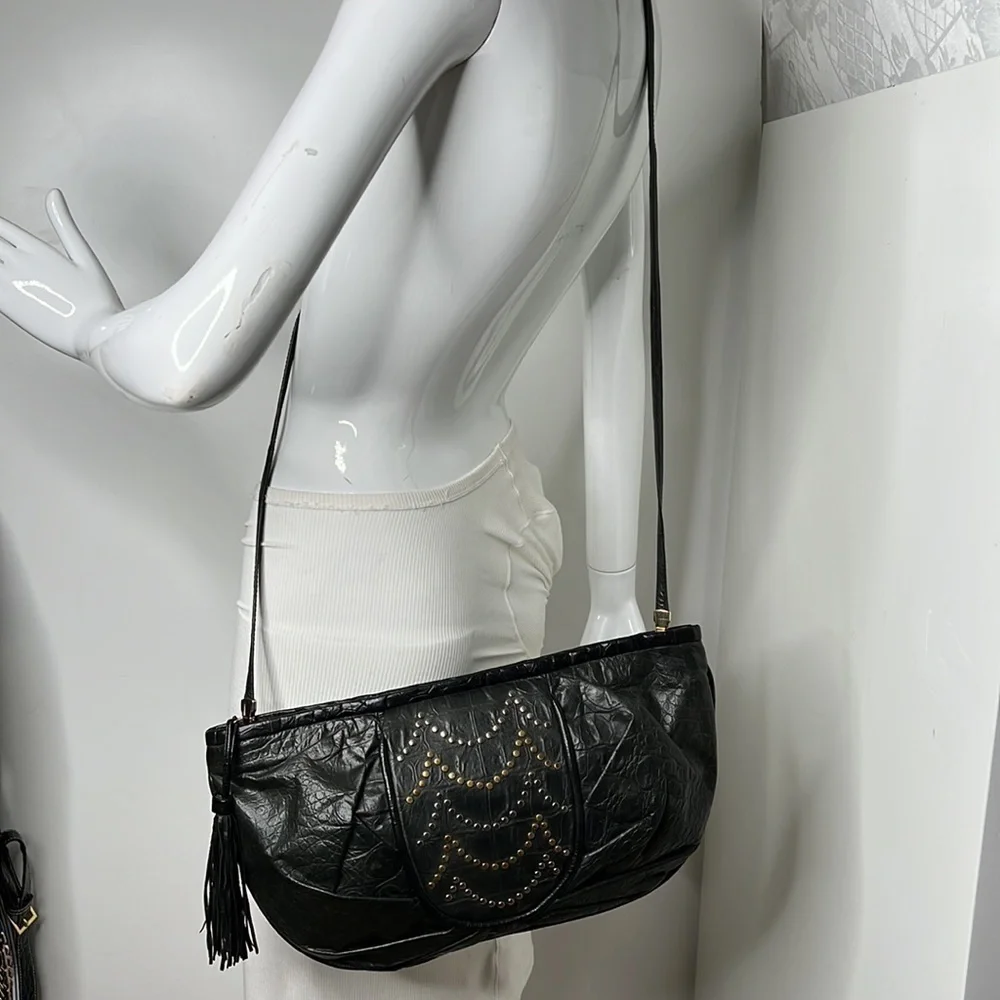 Meyers Large Dark Green Clutch Zip Top Shoulder Bag